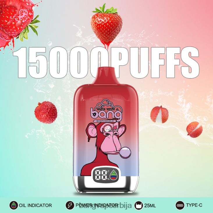 Bang Vape Digital Smart Screen 15000 удисаја 25мл 2V40JV11 за једнократну употребу Bang Vape srbija