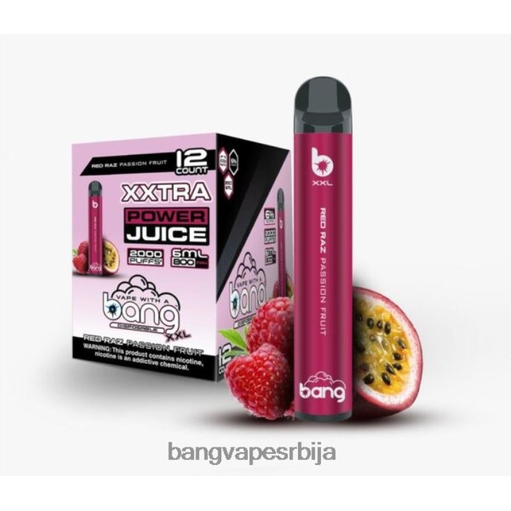 Bang Vape XXL 2000 пуффс 2V40JV22 црвена раз маракуја vape gang srbija