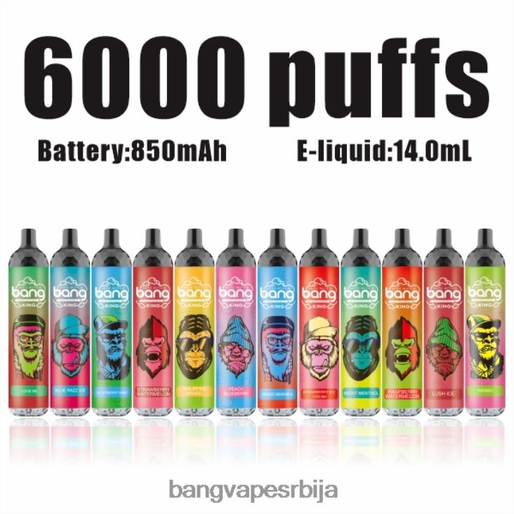 Bang Vape King 6000 пуффс 5% ниц пуњиви тип-ц 2V40JV8 за једнократну употребу bang box vape price