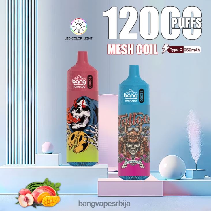 Bang Vape Tornado 12000 удисаја са лед и мрежастим калемом 2V40JV4 за једнократну употребу vape gang disposables