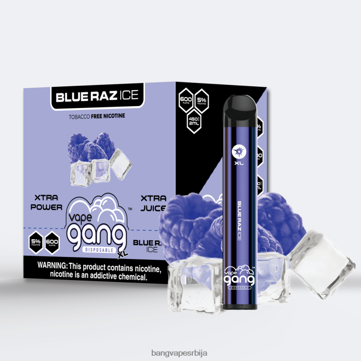 Vape Gang XL вапе за једнократну употребу 600 пуффс (кутија од 10) 2V40JV61 плави раз лед bang disposable vape review