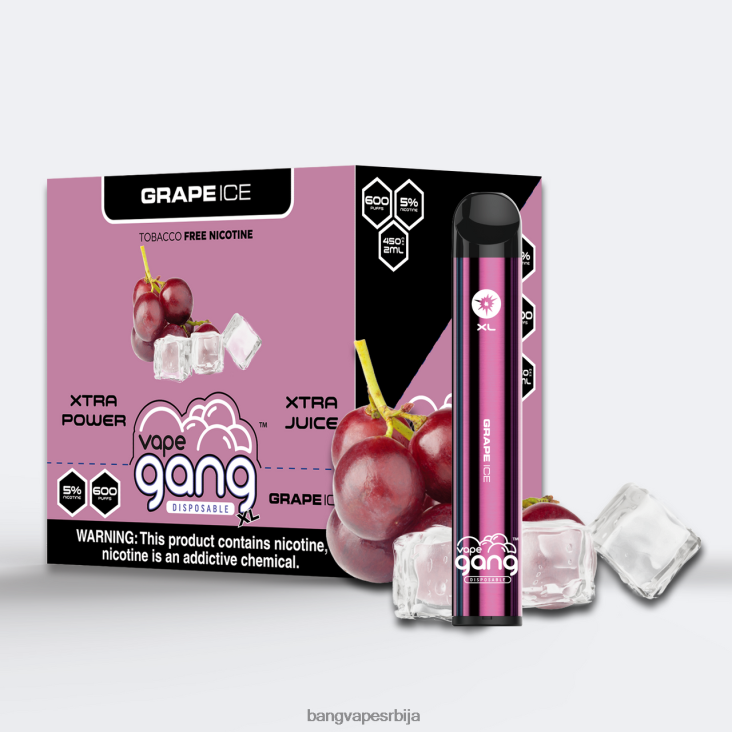 Vape Gang XL вапе за једнократну употребу 600 пуффс (кутија од 10) 2V40JV62 грожђани лед Bang Vape flavors