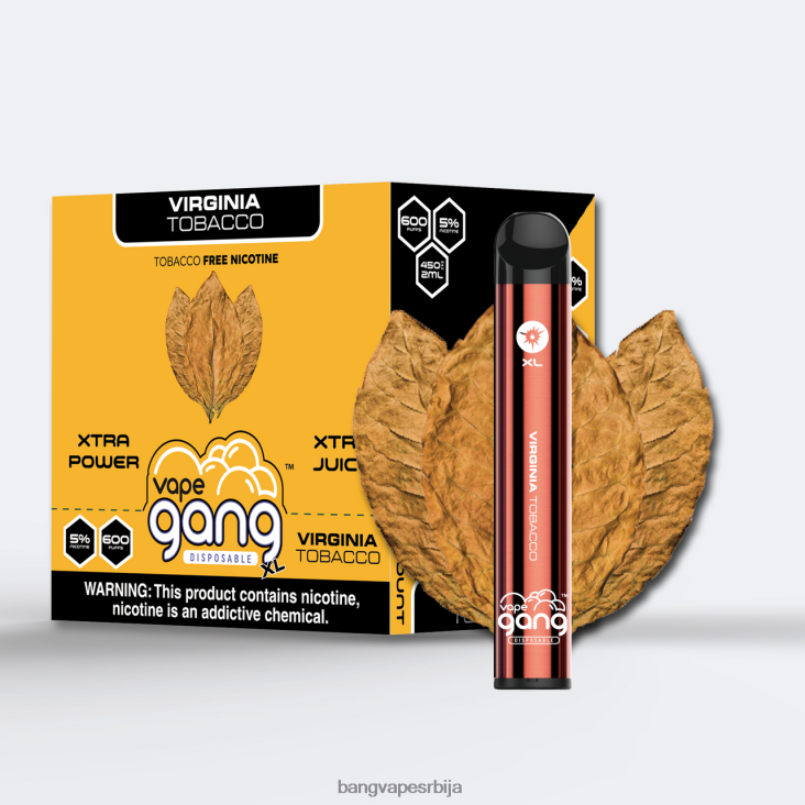 Vape Gang XL вапе за једнократну употребу 600 пуффс (кутија од 10) 2V40JV70 дуван из Вирџиније bang box vape price