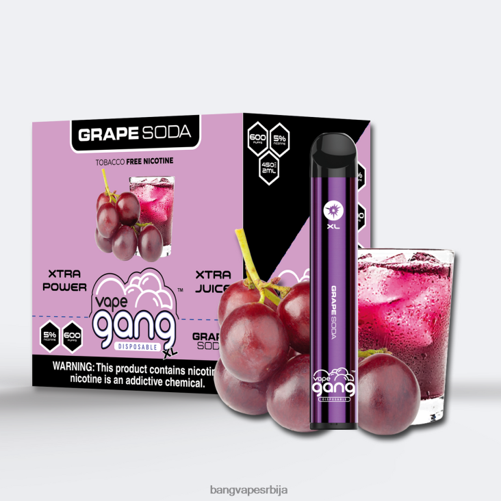 Vape Gang XL вапе за једнократну употребу 600 пуффс (кутија од 10) 2V40JV71 сода од грожђа bang disposable vape review