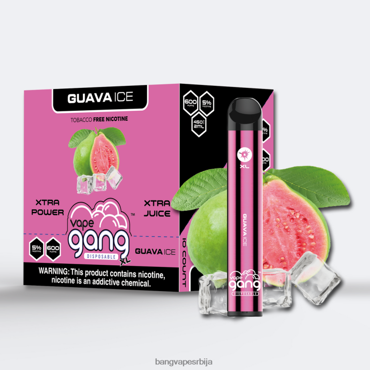 Vape Gang XL вапе за једнократну употребу 600 пуффс (кутија од 10) 2V40JV72 гуава лед Bang Vape flavors
