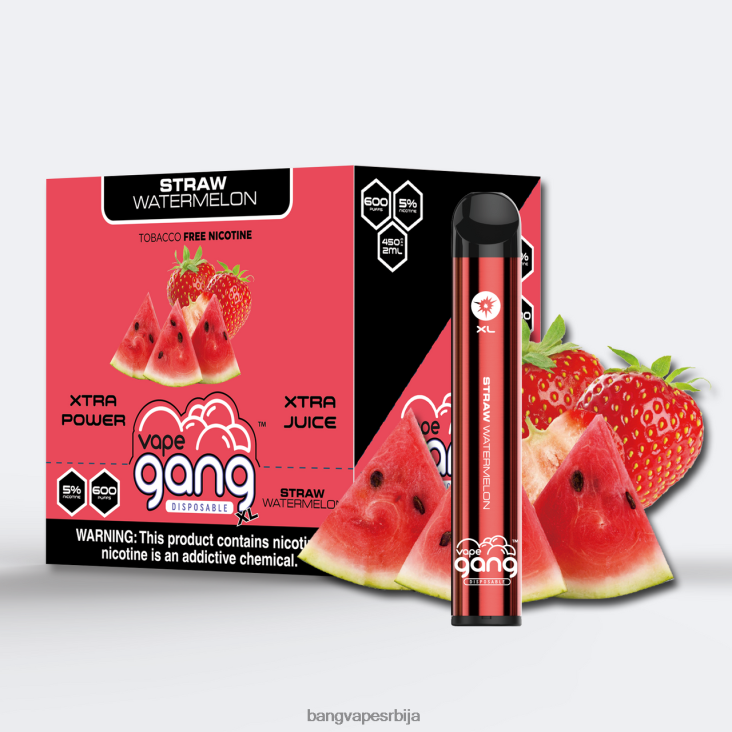 Vape Gang XL вапе за једнократну употребу 600 пуффс (кутија од 10) 2V40JV74 сламна лубеница vape gang srbija