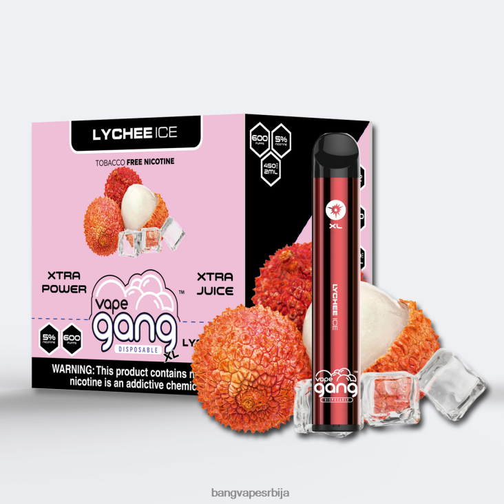 Vape Gang XL вапе за једнократну употребу 600 пуффс (кутија од 10) 2V40JV75 личи лед vape gang beograd