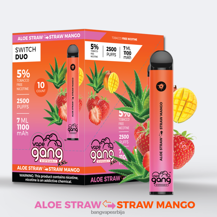 Vape Gang Switch Duo 2 укуса (кутија од 10) 2V40JV38 алое јагода - јагода манго bang box vape price