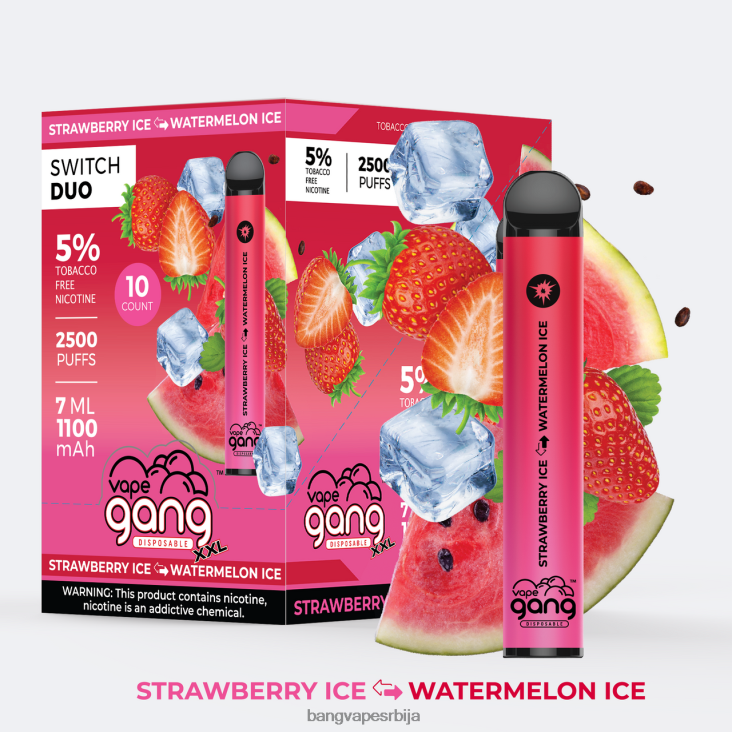 Vape Gang Switch Duo 2 укуса (кутија од 10) 2V40JV40 банана лед - јагода банана Bang Vape flavors
